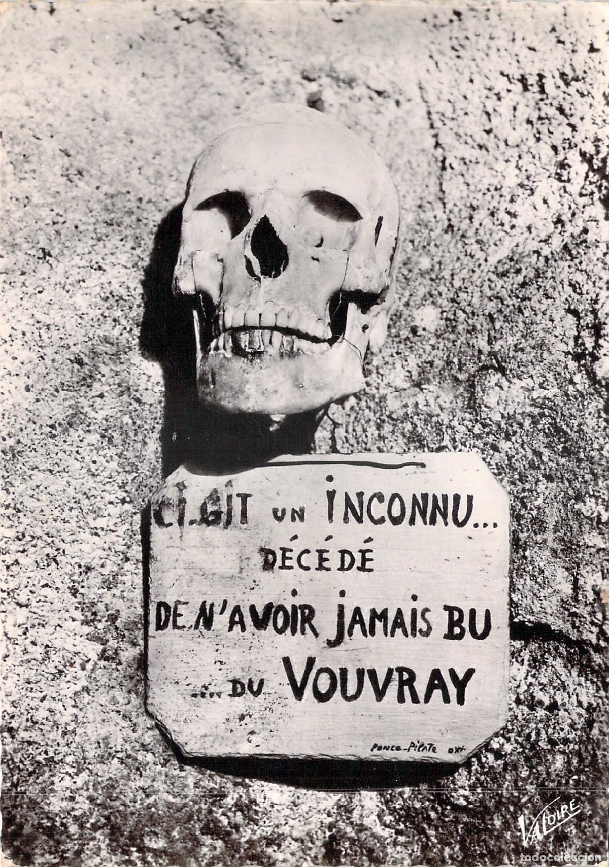 Postales: Postal de Calavera Humor&iacute;stica de Vouvray y Domaine Le Vigneau