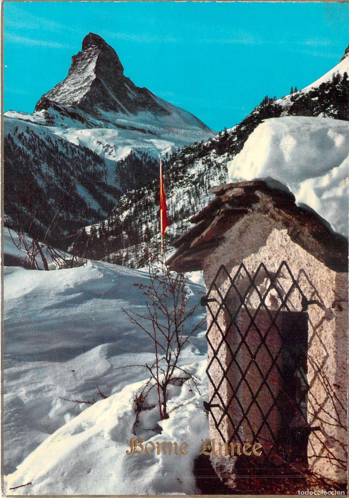 Postales: Postal del Monte Cervino en Suiza con Paisaje de Invierno y Nieve