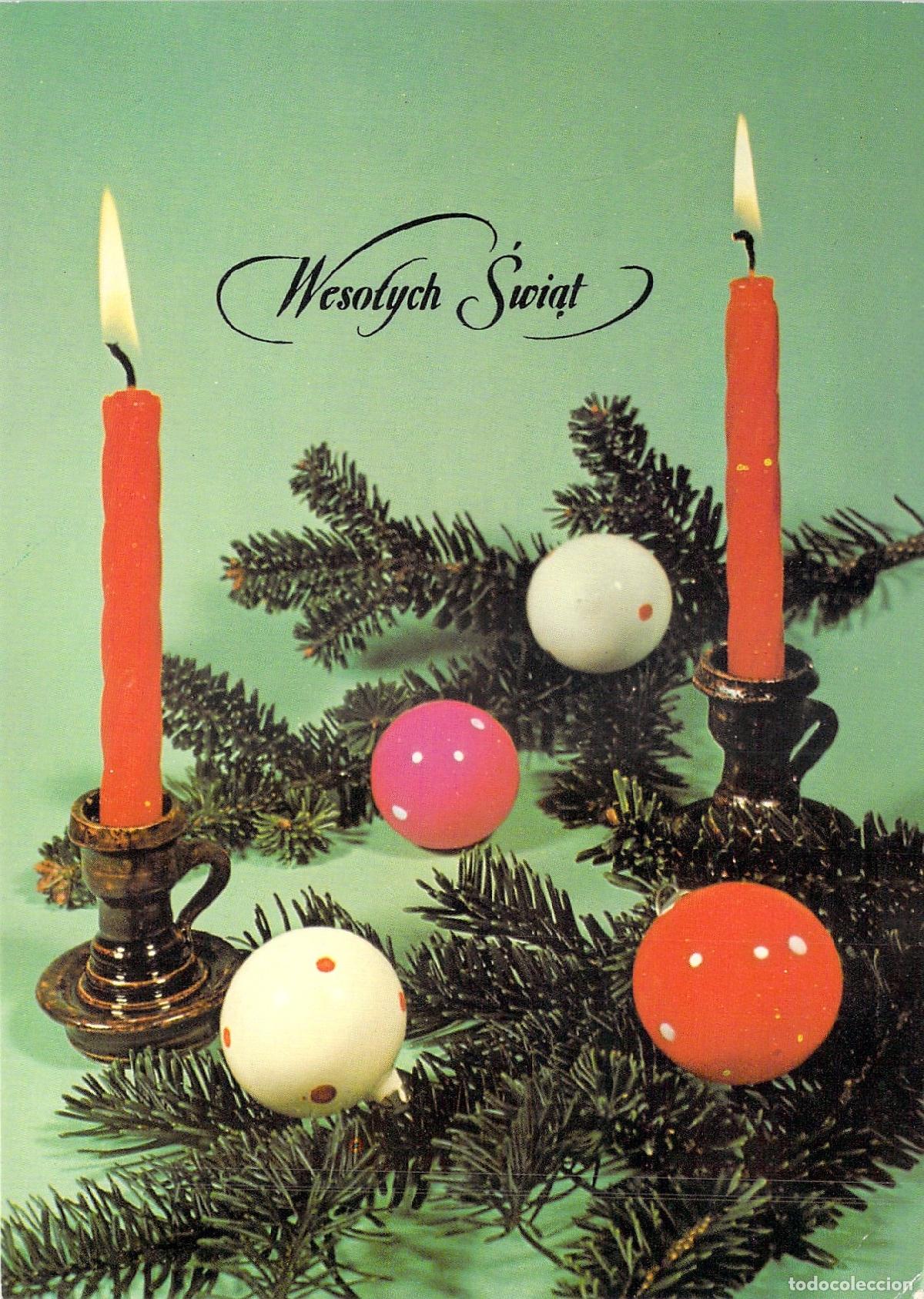 Postales: Postal de Navidad Polaca con Velas y Adornos Navide&ntilde;os