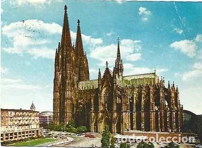 Postales: Alemania y Colonia en el Rin, lado sur de la catedral, Bonn a Lisboa 1965 (2345)