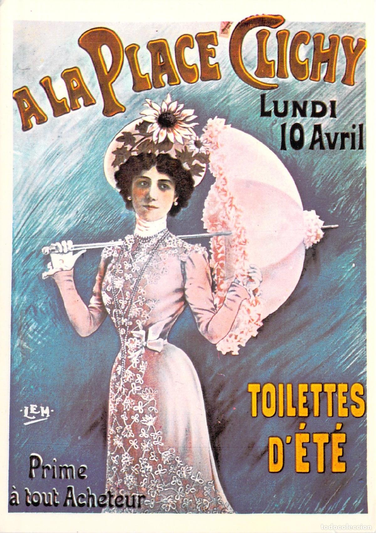 Postales: Postal Art&iacute;stica A La Place Clichy Cartel Publicitario Lem
