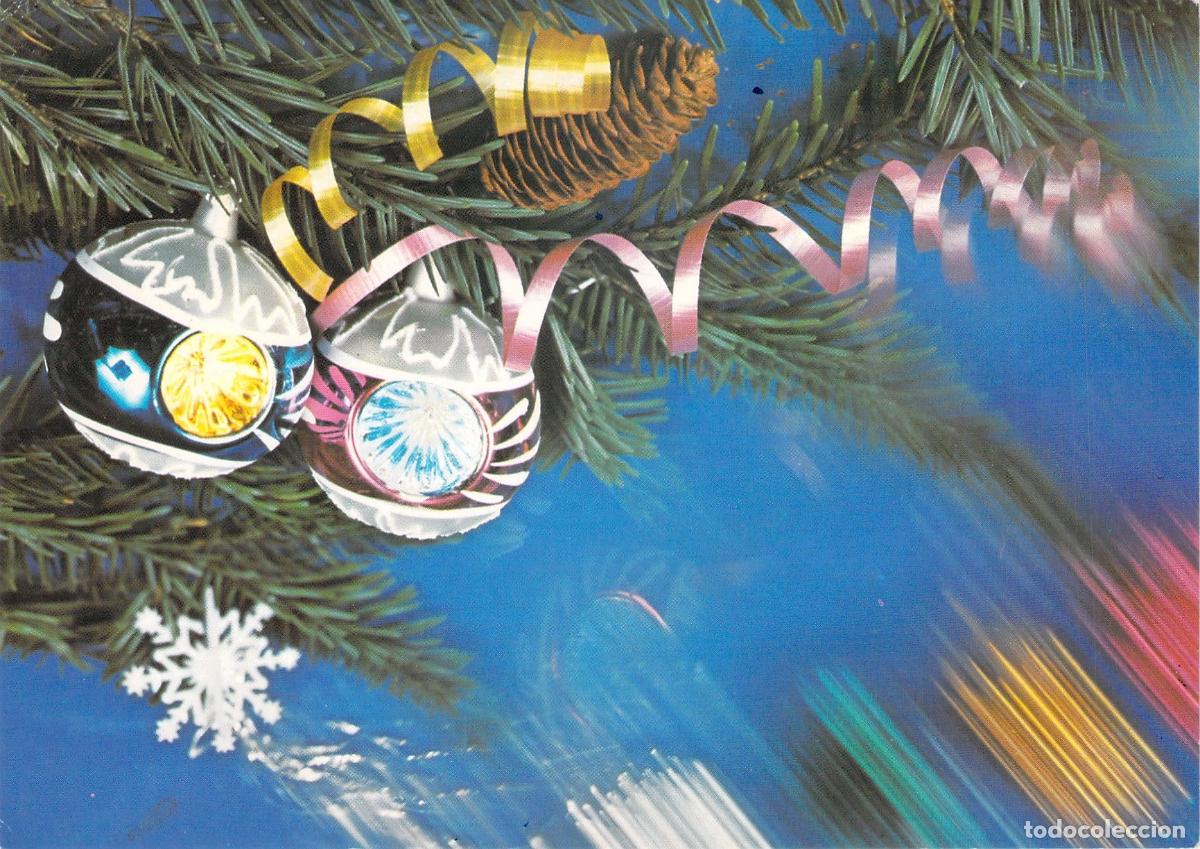 Postales: Postal de Navidad con Adornos y Pi&ntilde;a de Pino