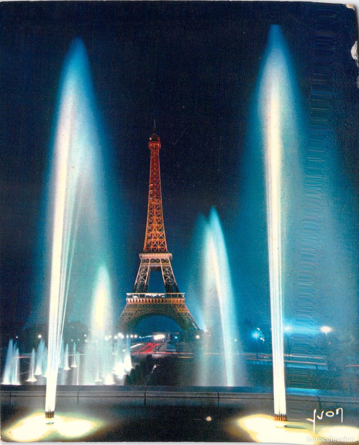 Postales: Postal de la Torre Eiffel Iluminada desde el Palacio de Chaillot