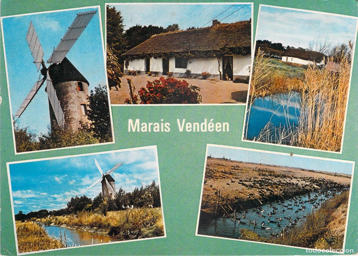 Postales: Postal de Marais Vend&eacute;en Francia Molinos y Paisajes Tradicionales