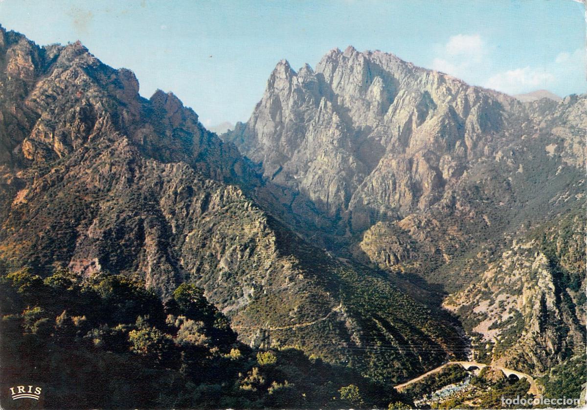 Postales: Postal del Desfiladero de Spelunca entre Porto y Evisa, C&oacute;rcega