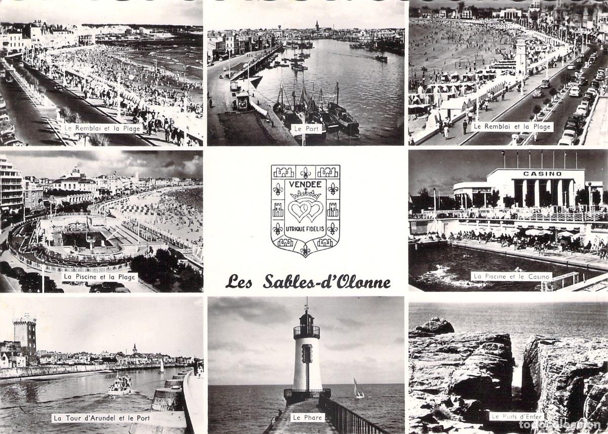 Postales: Postal de Les Sables-d'Olonne, Francia - Multi-vista con Playa y Puerto