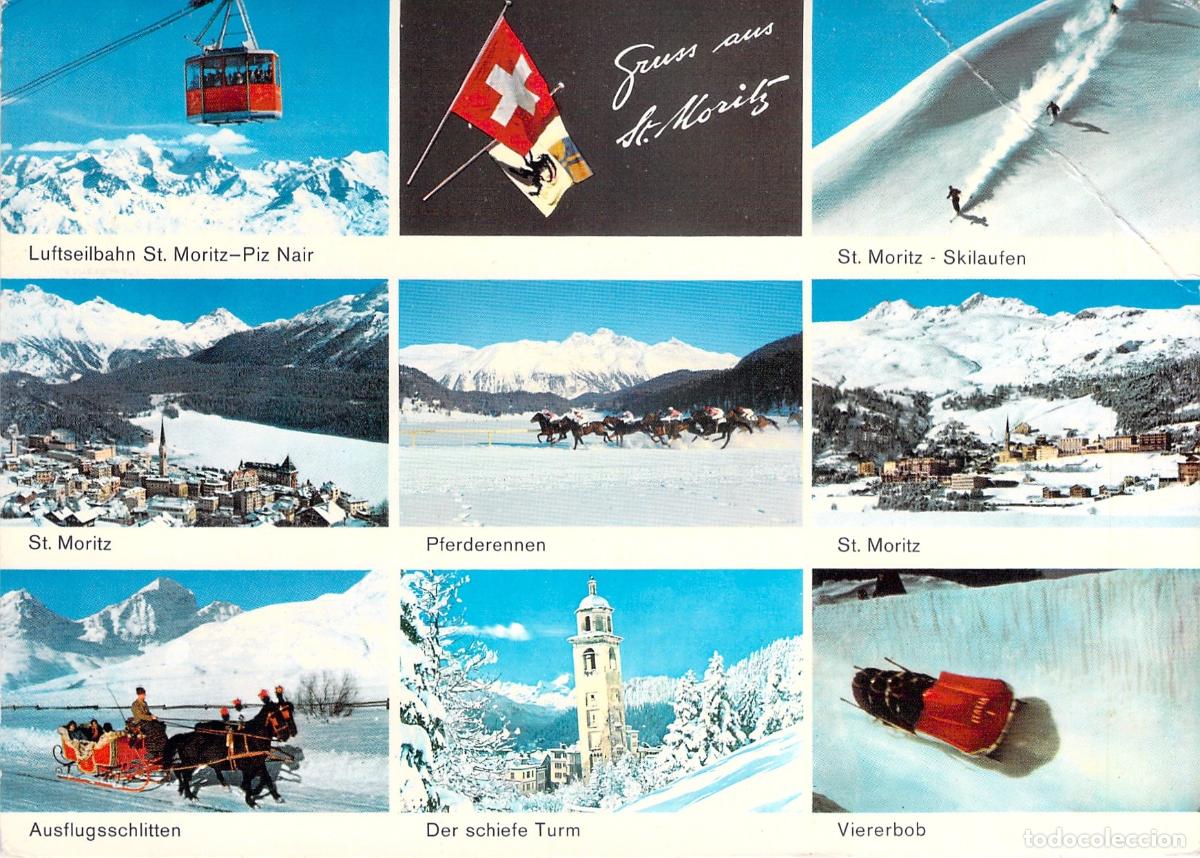 Postales: Postal de St. Moritz Suiza Deportes de Invierno y Paisajes