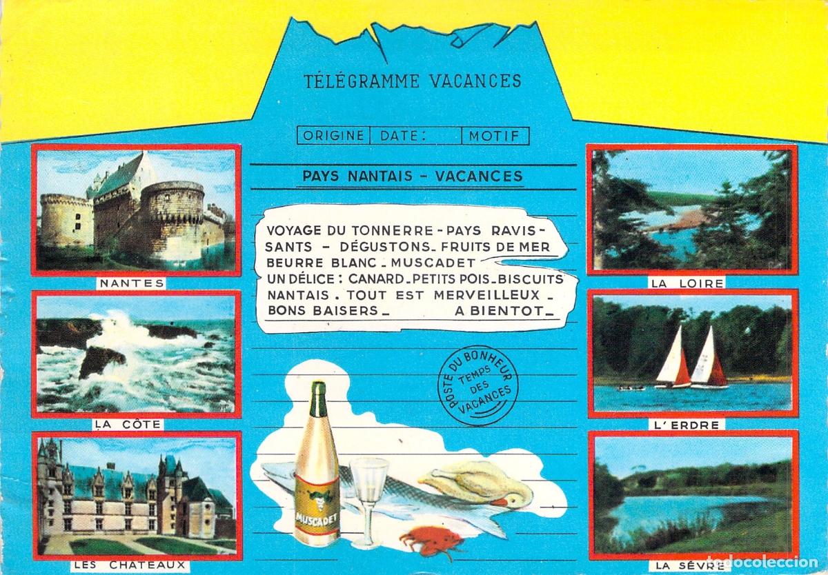 Postales: Postal Multivista de Nantes Estilo Telegrama Francia