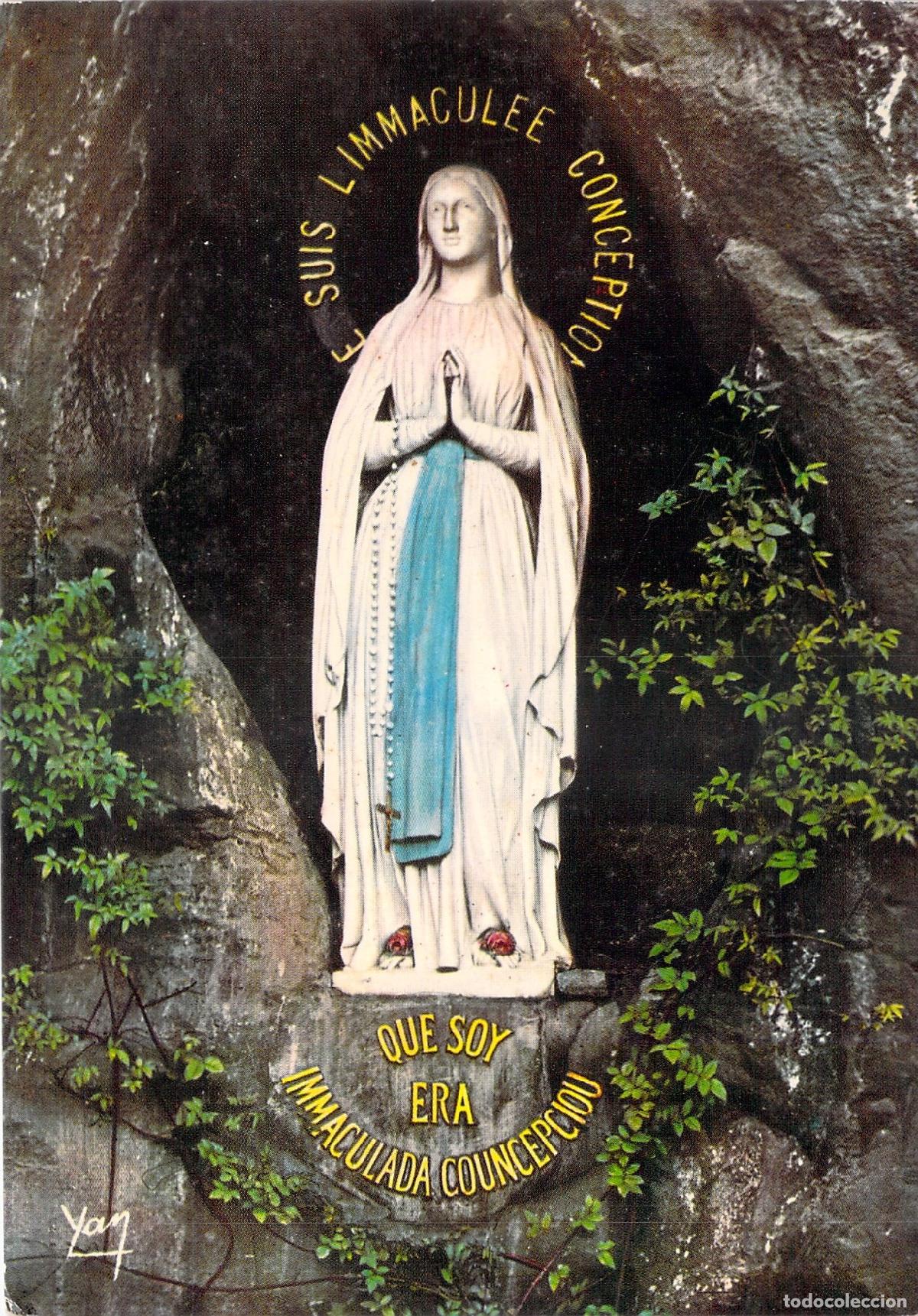 Postales: Postal de la Virgen de la Gruta Milagrosa en Lourdes, Francia