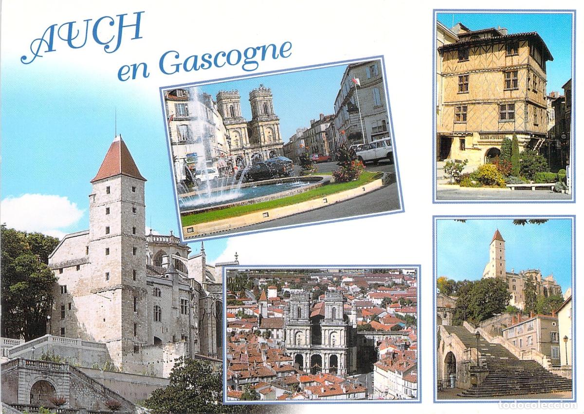 Postales: Postal de Auch en Gascu&ntilde;a Francia con Vistas de Monumentos Hist&oacute;ricos