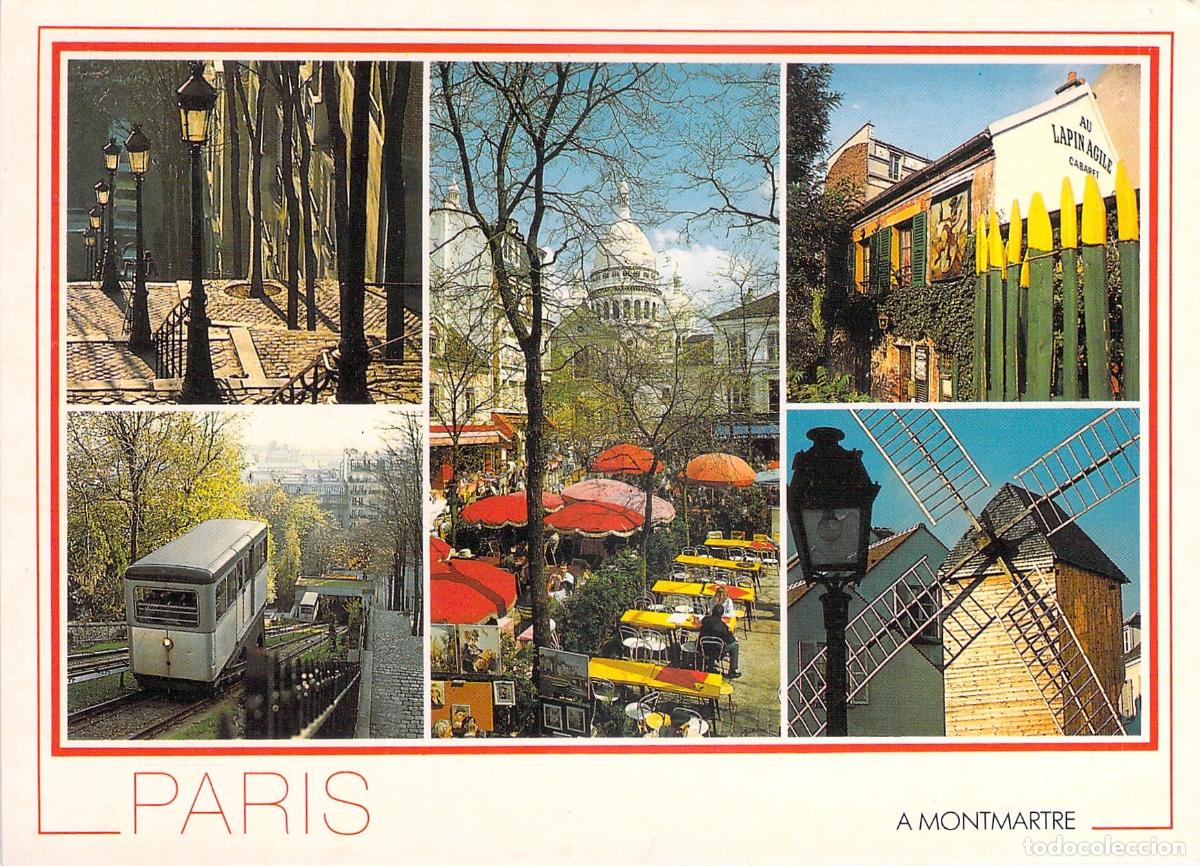 Postales: Postal de Montmartre, Par&iacute;s: Sacr&eacute;-C&oelig;ur, Funicular y Plaza del Tertre