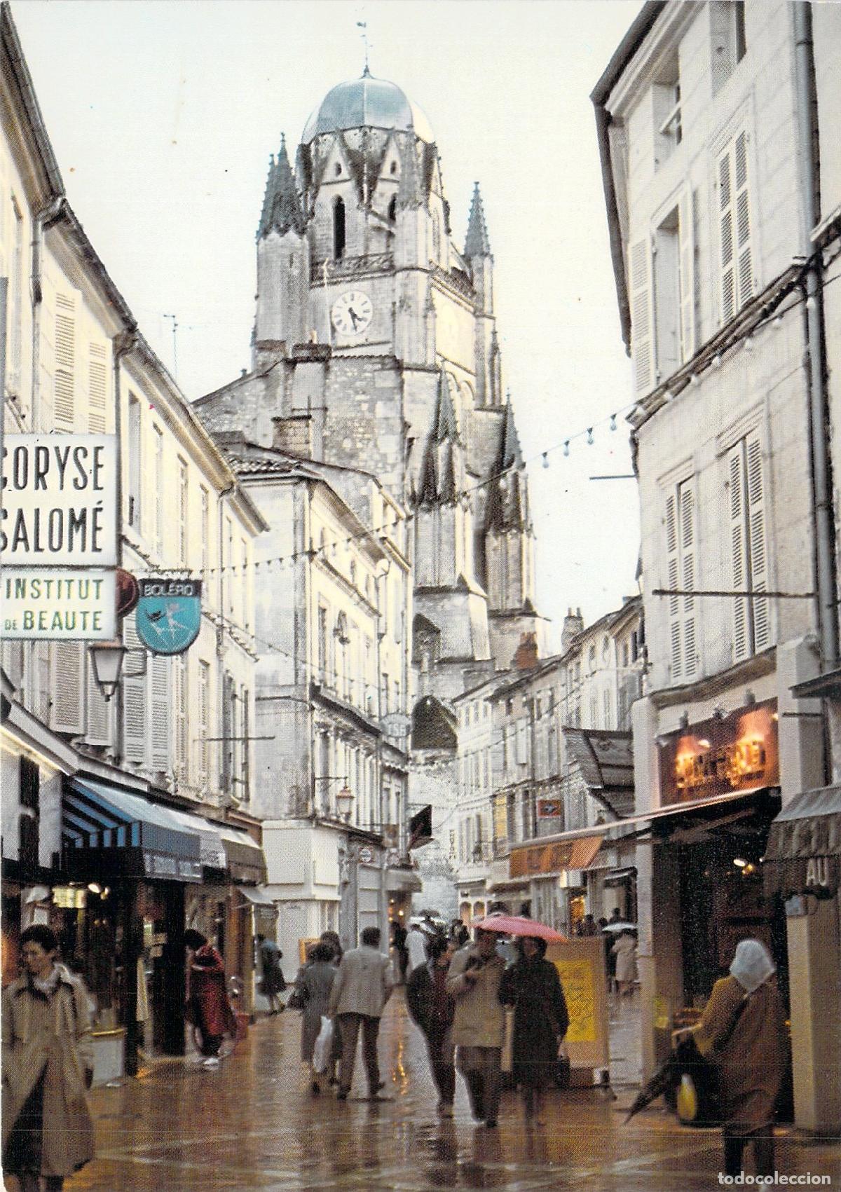 Postales: Postal de Saintes: Calle Alsace Lorraine y Catedral de San Pedro