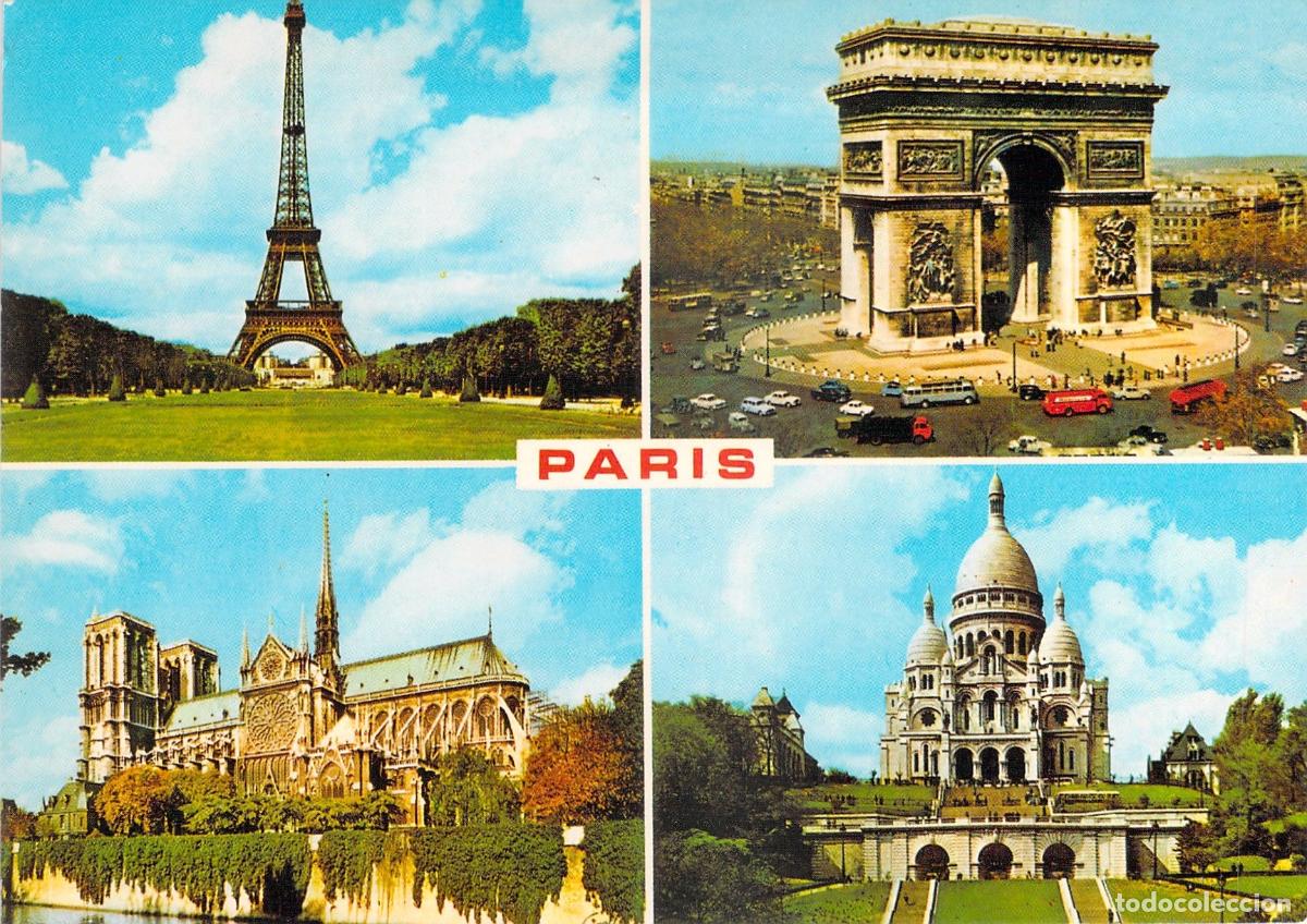 Postais: Postal de Par&iacute;s con Torre Eiffel y Monumentos Hist&oacute;ricos