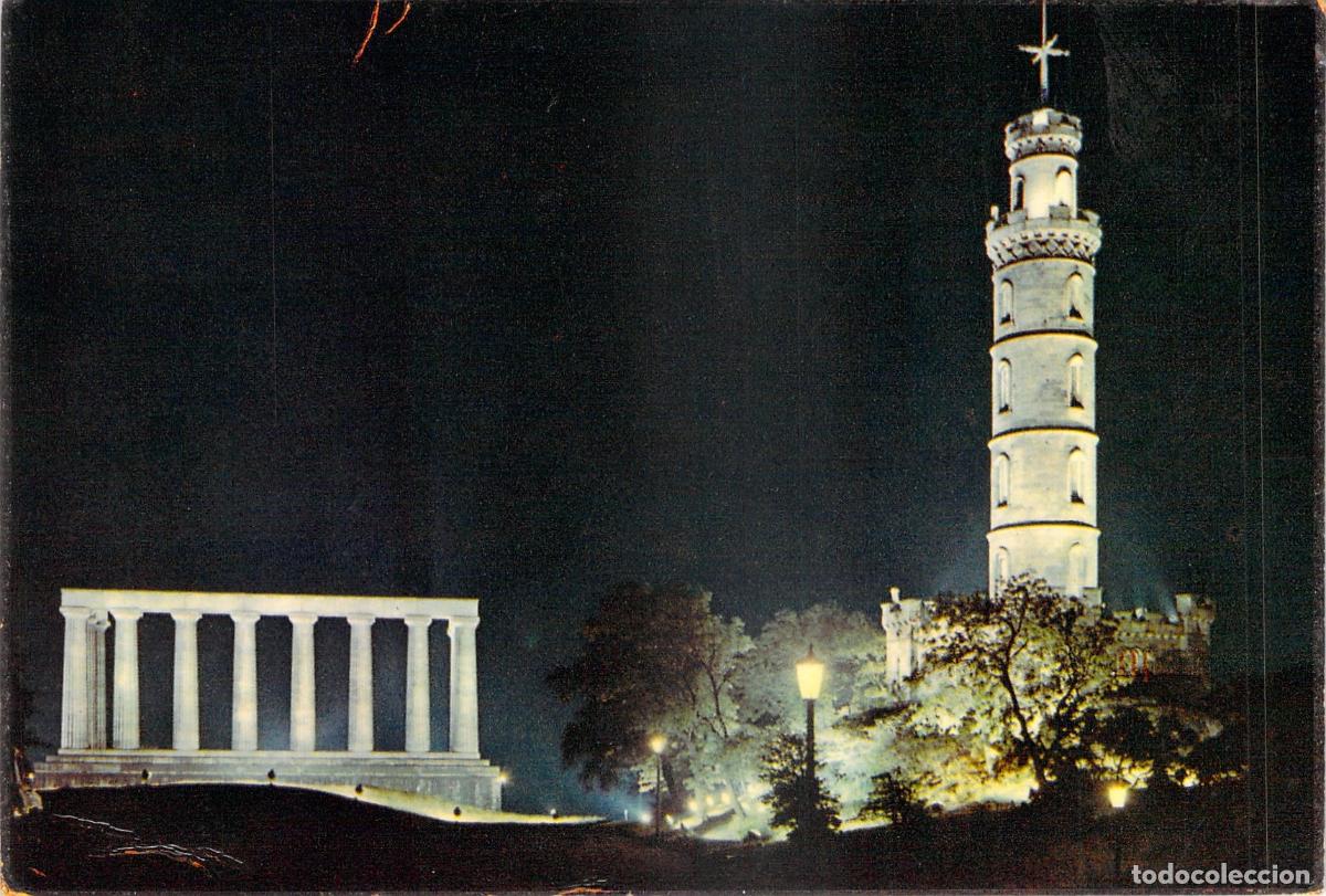 Postais: Postal de Edimburgo de Noche: Calton Hill y Monumento a Nelson