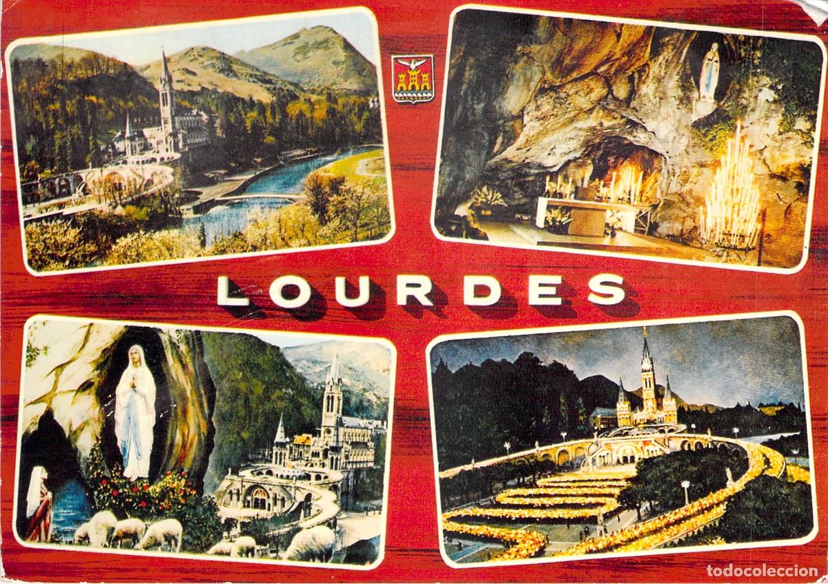 Postais: Postal de Lourdes: Bas&iacute;lica, Gruta, Aparici&oacute;n y Procesi&oacute;n de las Antorchas