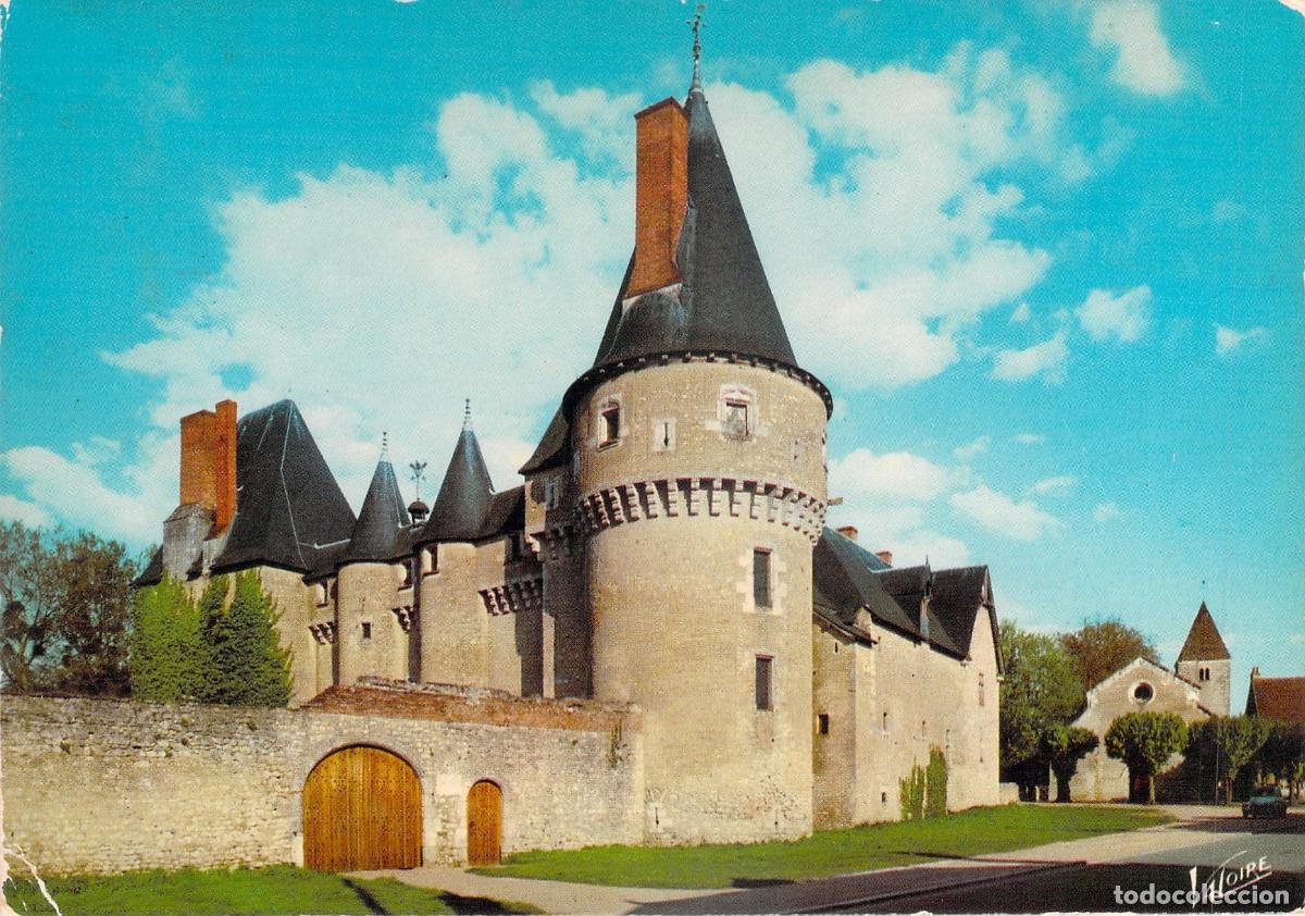 Postais: Postal Castillo de Foug&egrave;res-sur-Bi&egrave;vre y su Iglesia en Loir-et-Cher