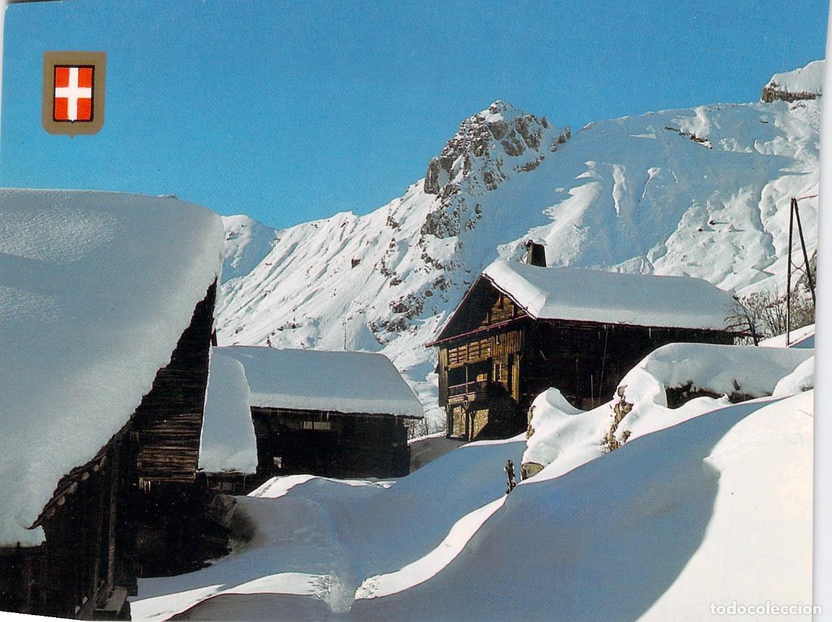 Postais: Postal de Chalet de Madera en los Alpes de Saboya Nevados