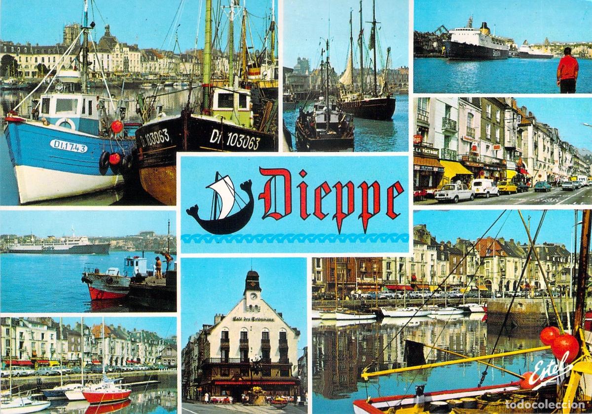 Postales: Postal Multi-vista de Dieppe, Francia: Puerto y Escenas Urbanas