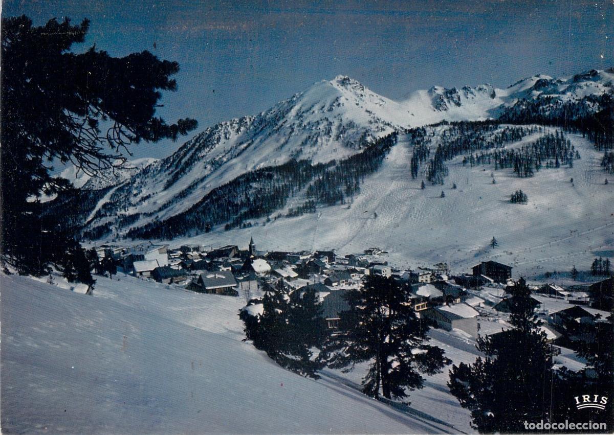 Postales: Postal Montgen&egrave;vre Alpes Franceses Pistas de Prarial y Pueblo