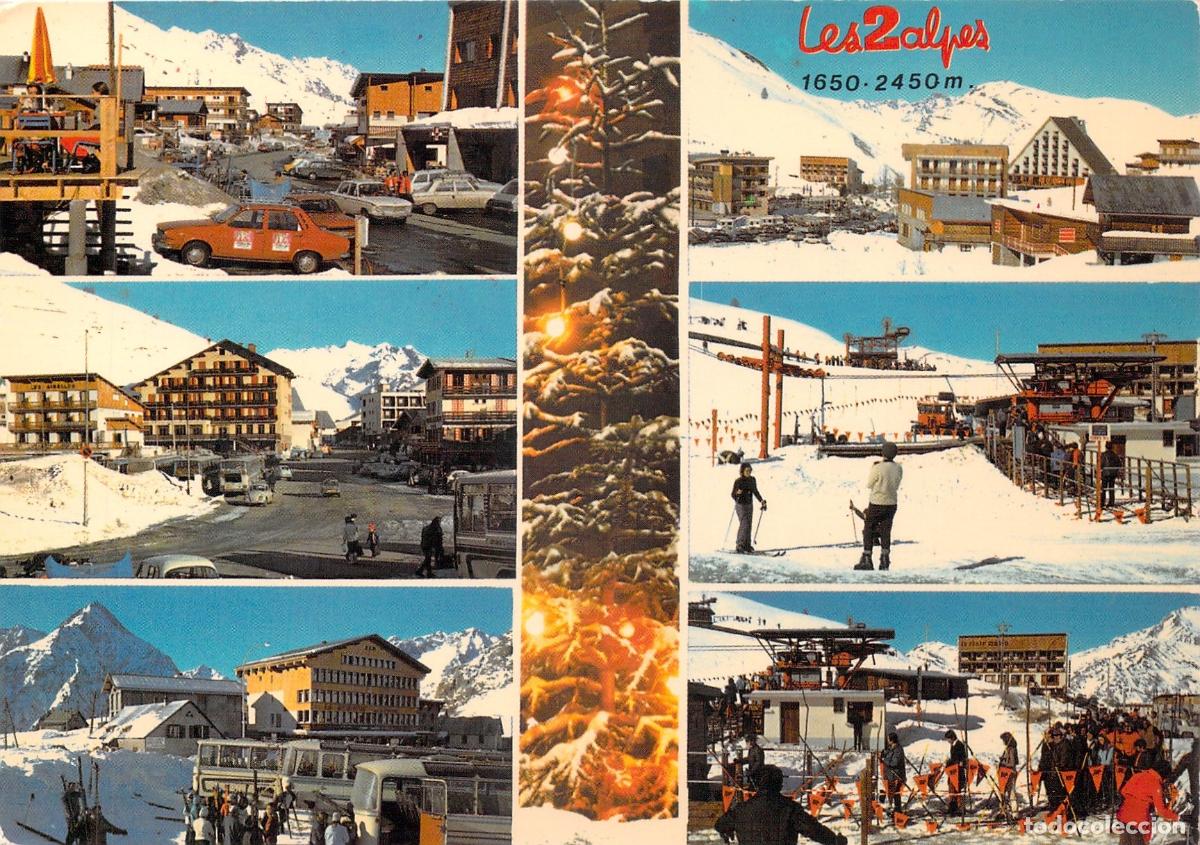 Postales: Postal de Les 2 Alpes, Francia - Multivista de Estaci&oacute;n de Esqu&iacute;
