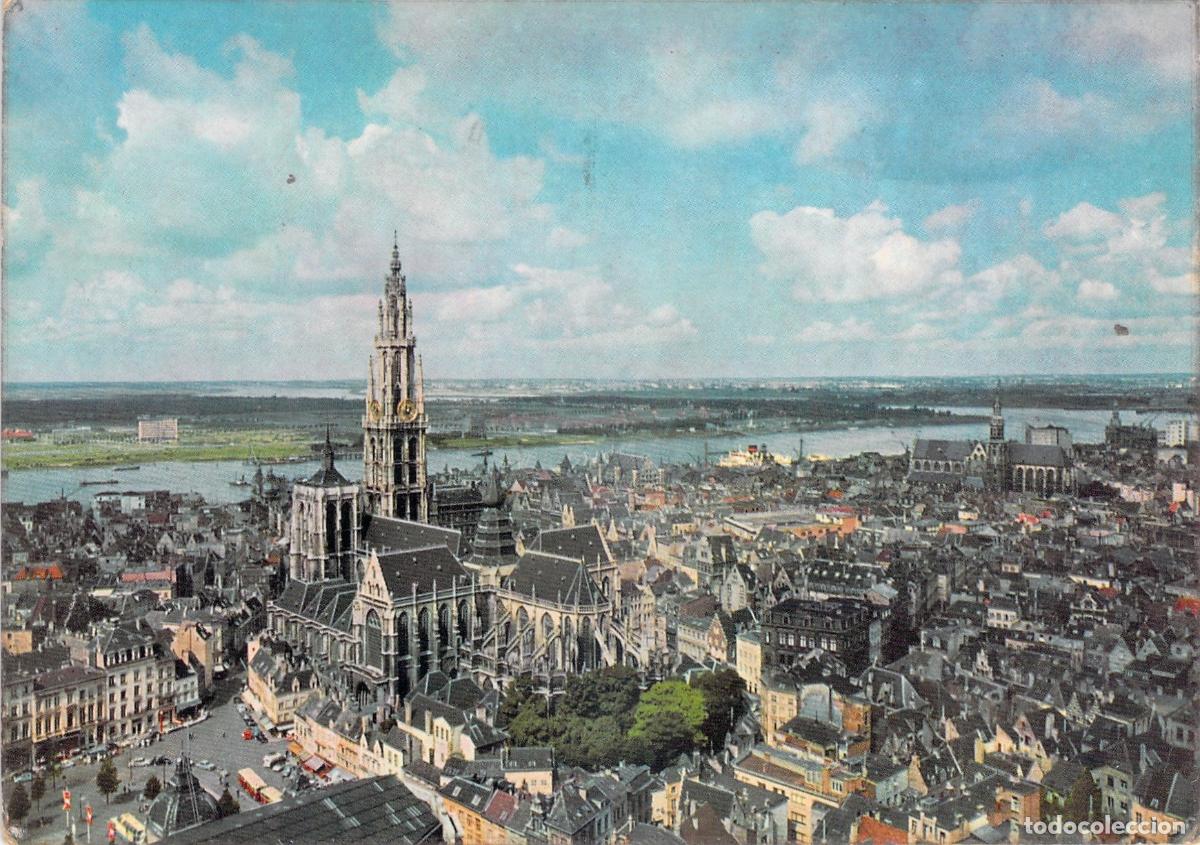 Postales: Postal de Amberes con Vista Panor&aacute;mica de la Catedral