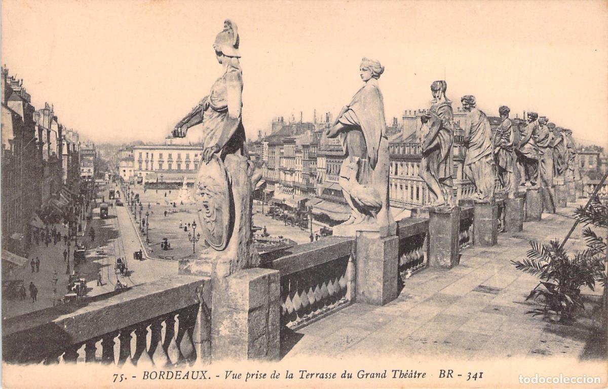 Postales: Postal de la Terraza del Gran Teatro de Burdeos, Francia