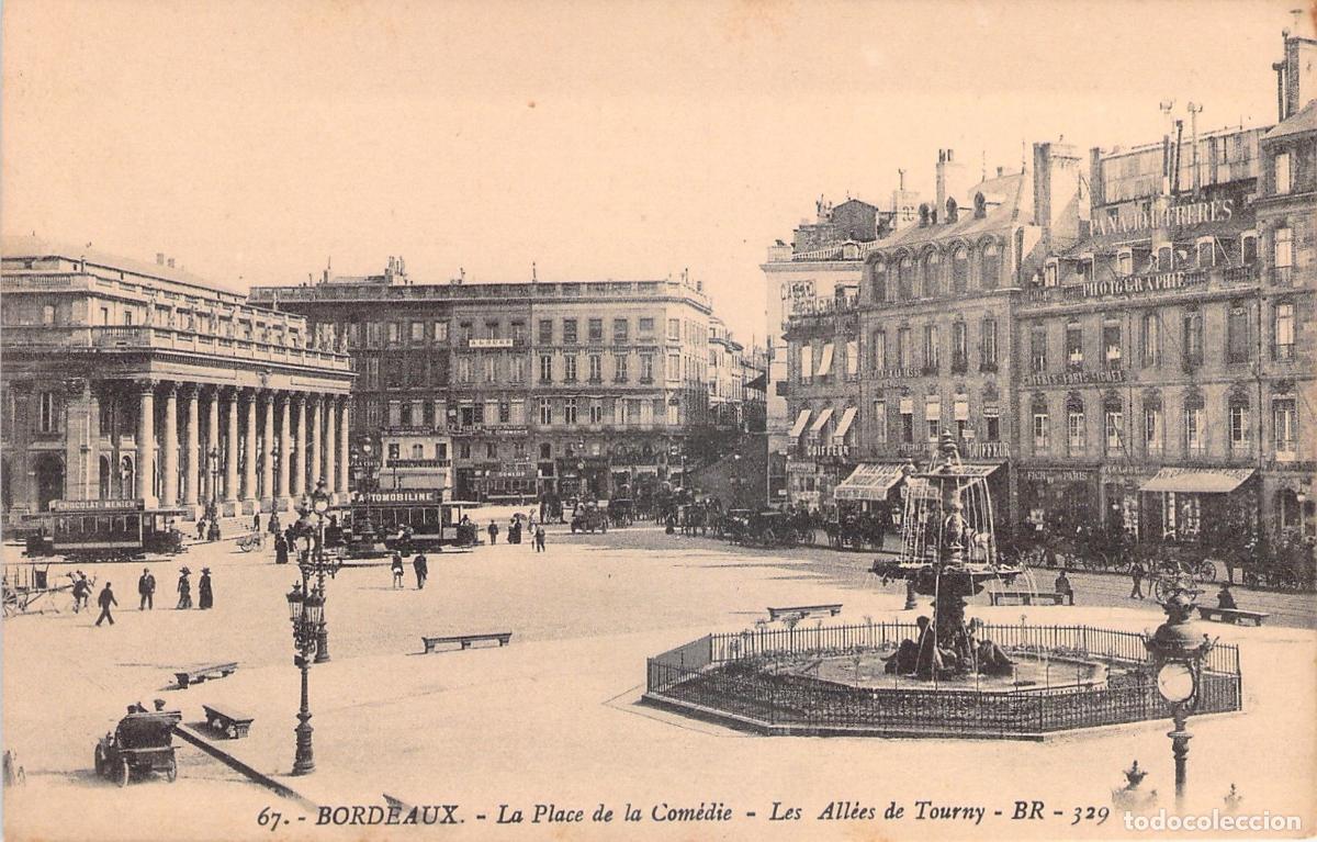 Postales: Postal de Burdeos: Plaza de la Comedia y All&eacute;es de Tourny