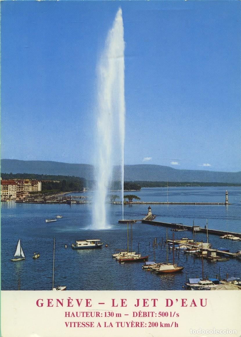 Postales: N&ordm; GE-481-GENEVE. Suiza. Le jet d'eau. Sin circular. EDITIONS HELIO