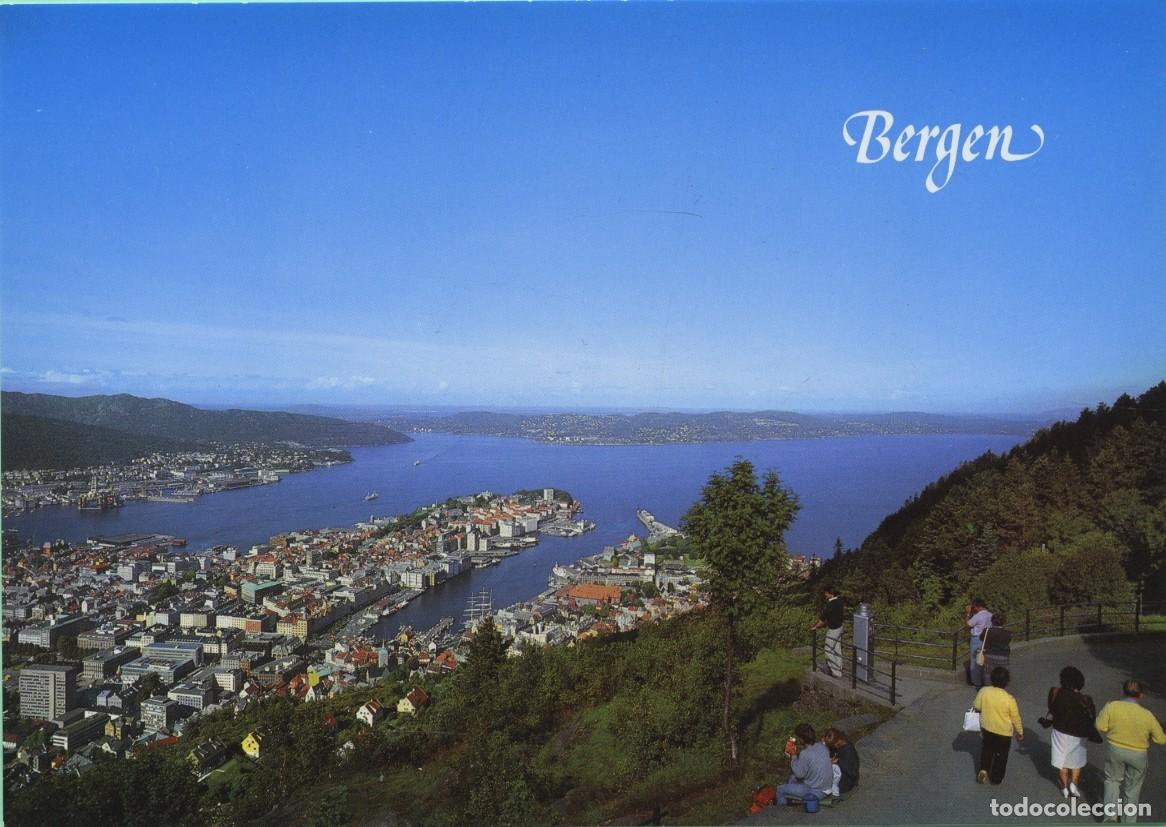 Postales: N&ordm; F-11416-5-Noruega. Vista desde el monte Floien. Sin circular. ED. AUNE KUNSTFORLAG