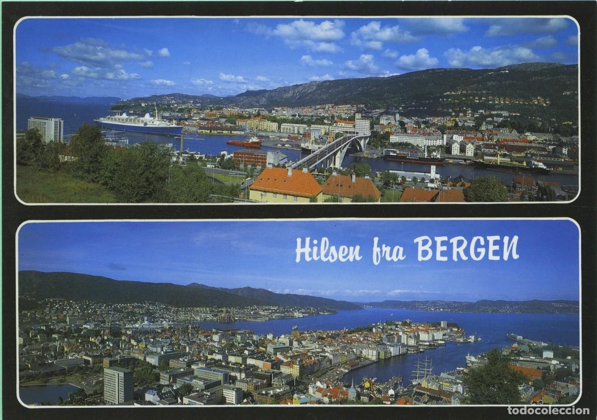 Postales: N&ordm; M-11443-5-BERGEN. Noruega. Diversos aspectos. Sin circular. ED. AUNE KUNSTFORLAG