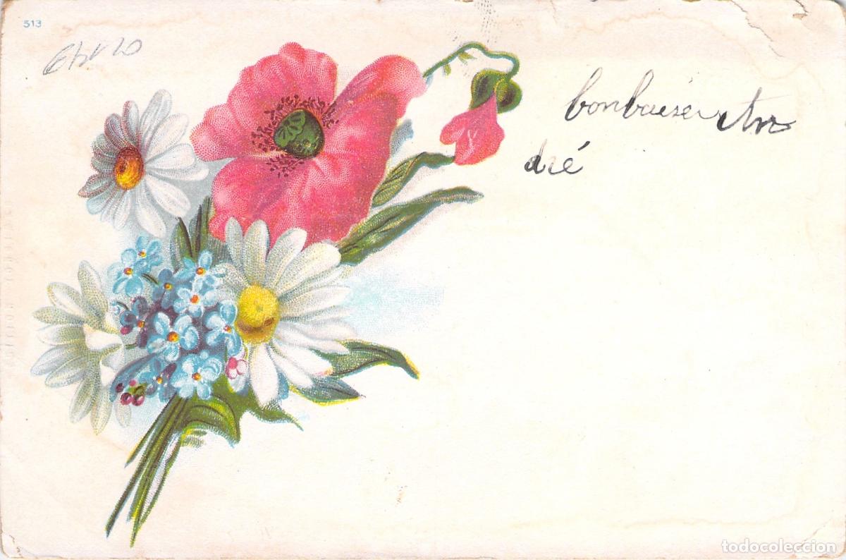Postales: Postal Ilustrada con Ramo de Flores y Amapolas Enviada a Soldado