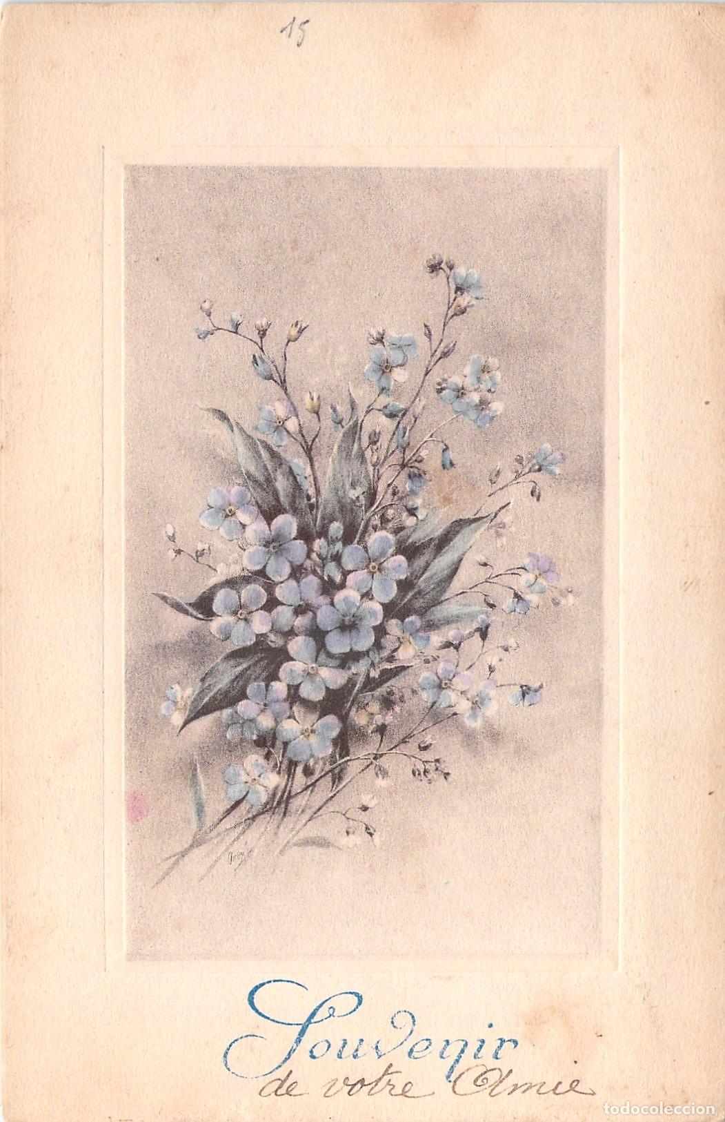 Postales: Postal de Flores No Me Olvides Souvenir de Amistad Francia