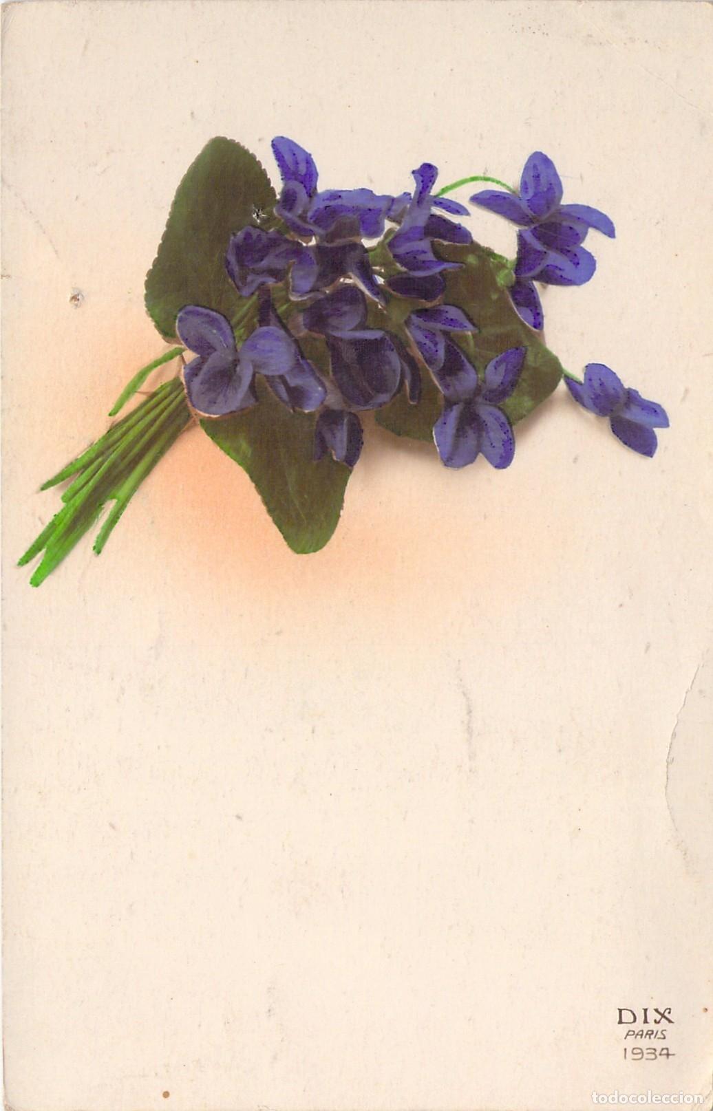 Postales: Tarjeta Postal de Violetas Ilustraci&oacute;n Floral de DIX Paris