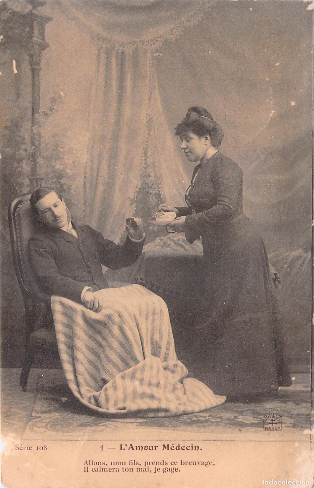 Postales: Postal Francesa Nancy L'Amour M&eacute;decin Escena Teatral