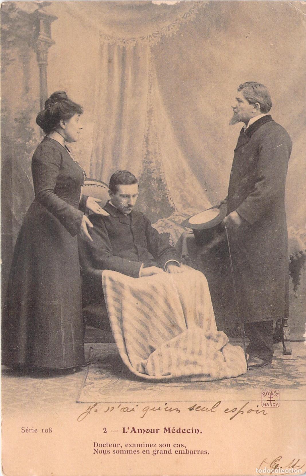 Postales: Tarjeta Postal Escena de Teatro L'Amour M&eacute;decin de Moli&egrave;re