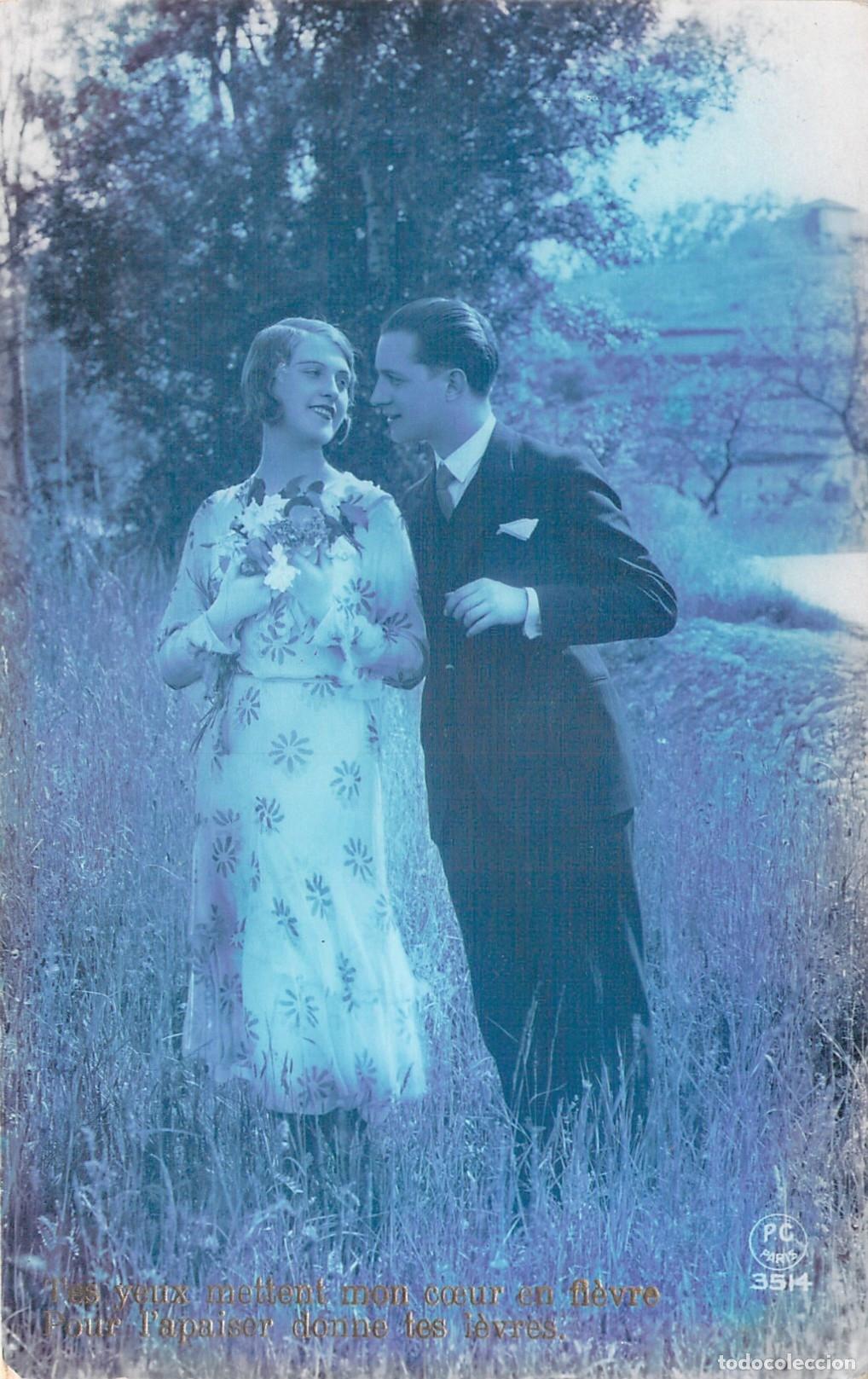 Postales: Postal Francesa Rom&aacute;ntica de Pareja en el Campo P.C. Paris