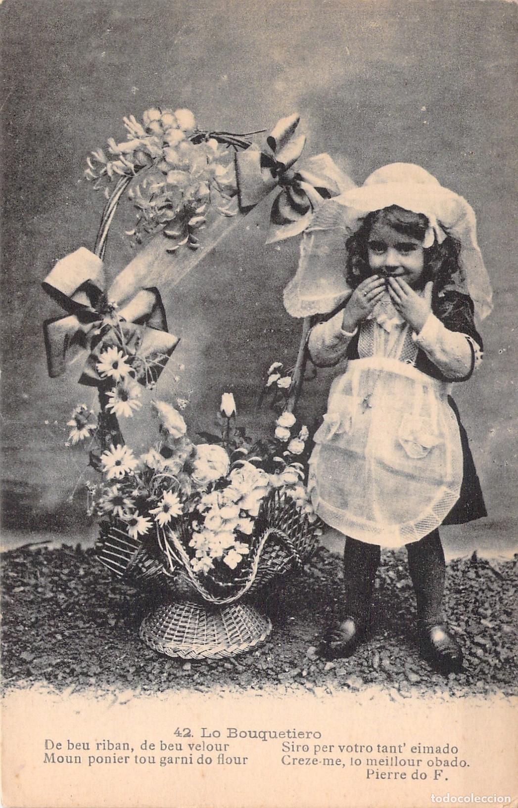 Postales: Tarjeta Postal Antigua de Ni&ntilde;a con Cesta de Flores - Lo Bouquetiero