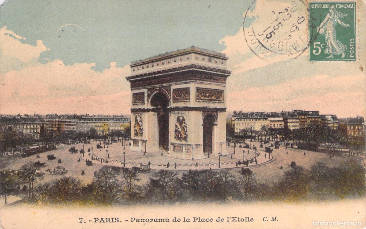 Postales: Postal de Par&iacute;s: Panorama de la Place de l'&Eacute;toile y el Arco de Triunfo