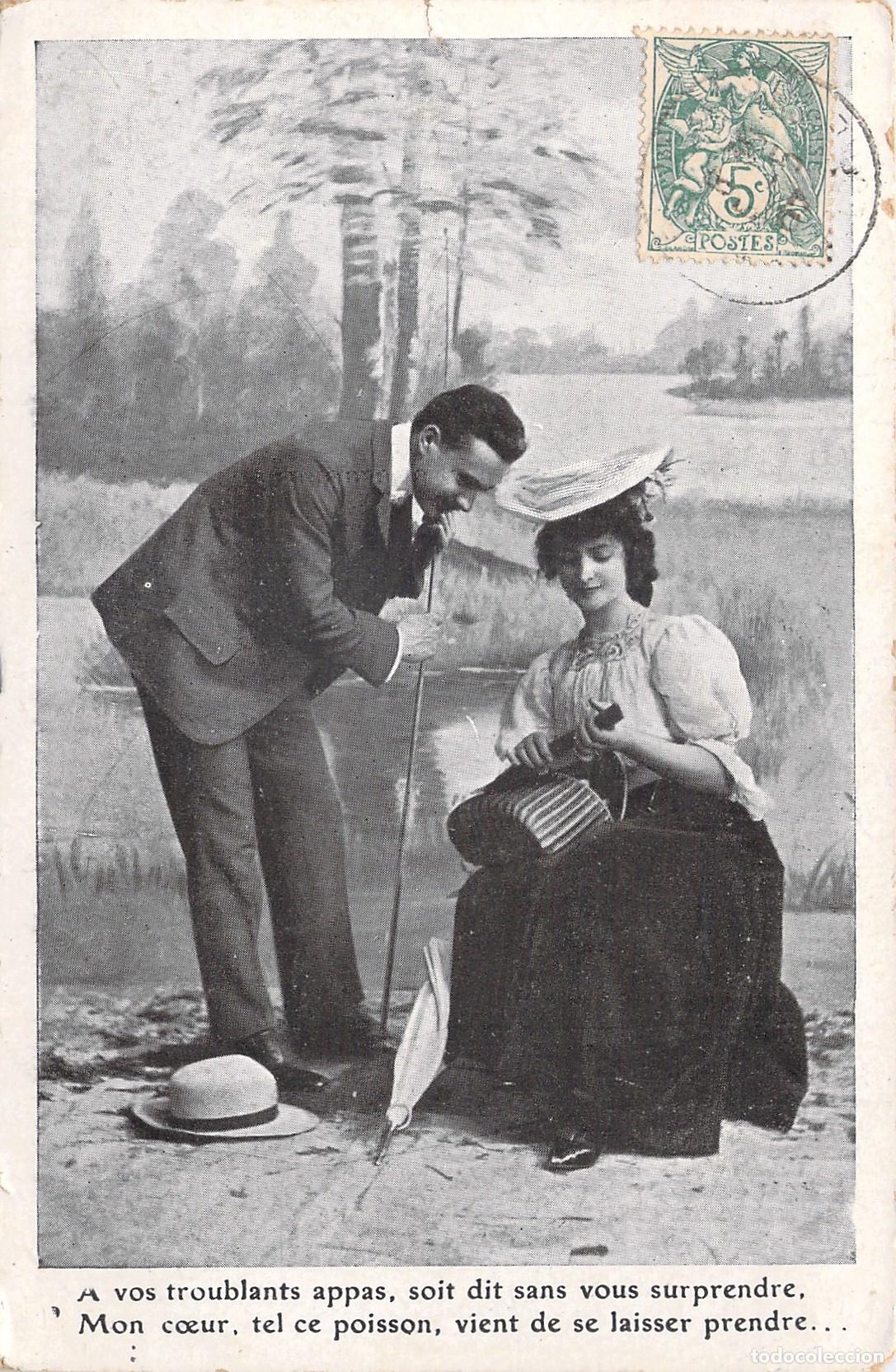 Postales: Postal de Pareja en Escena Rom&aacute;ntica de Pesca