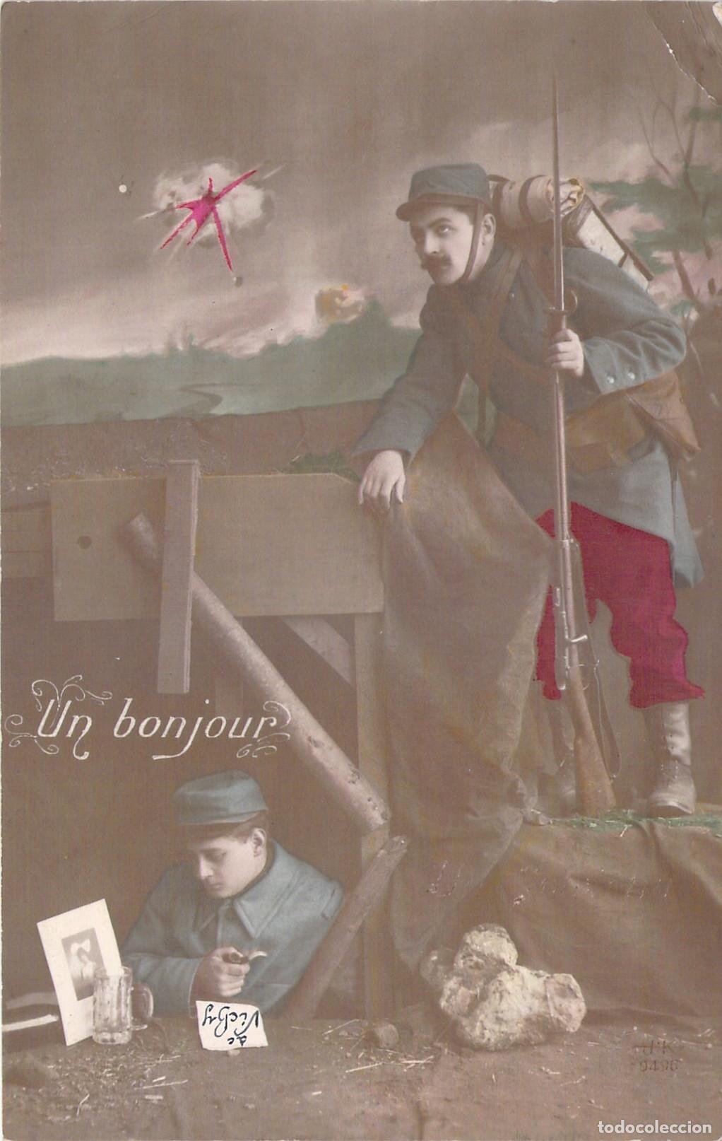 Postcards: Postal de la Primera Guerra Mundial: Soldados Franceses en la Trinchera