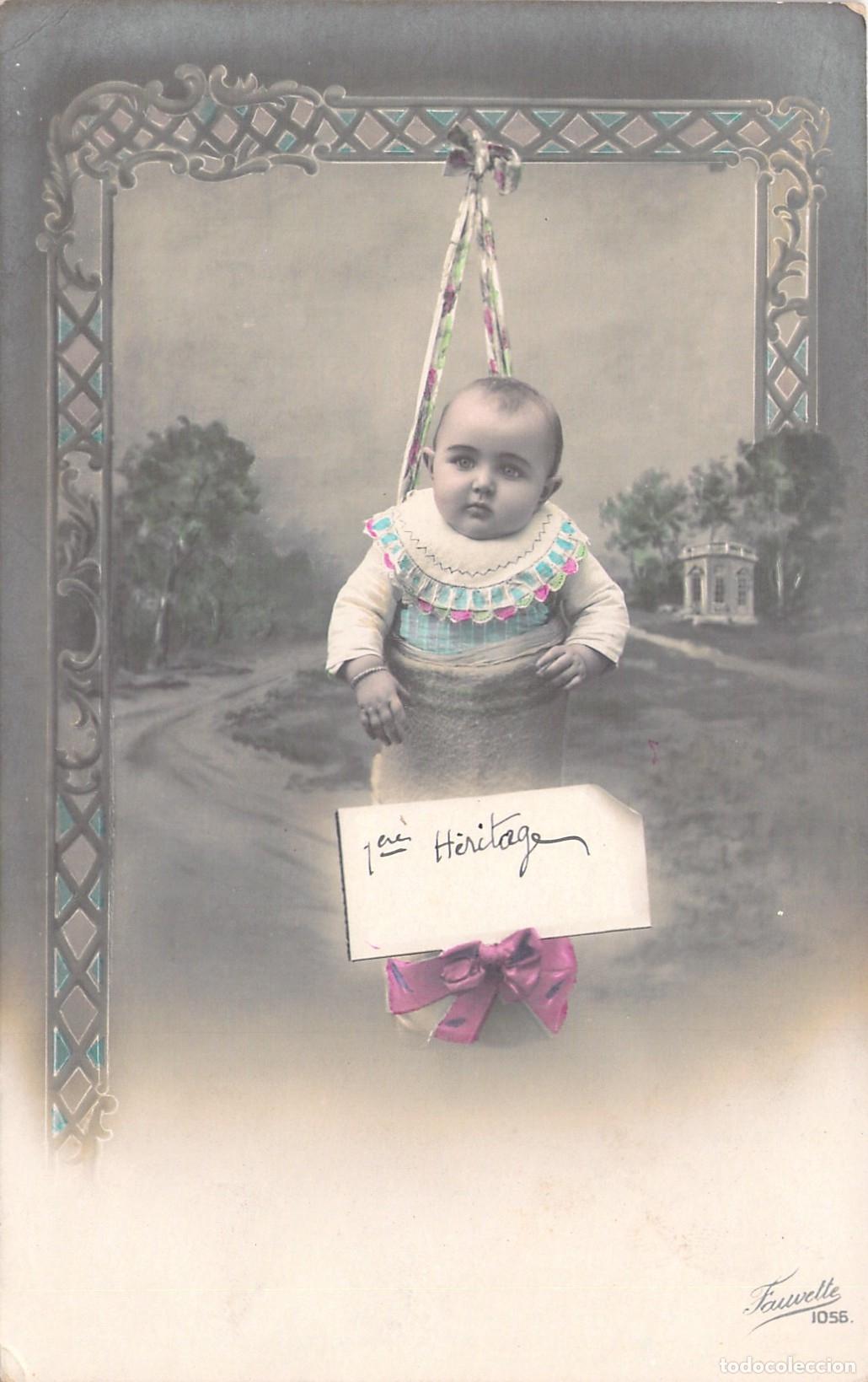 Postales: Postal Francesa Art&iacute;stica de Beb&eacute; en Columpio Un H&eacute;ritage
