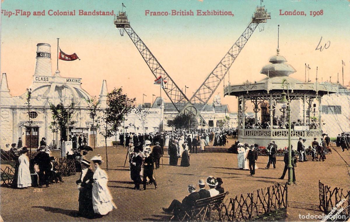Postales: Postal Exposici&oacute;n Franco-Brit&aacute;nica Londres, Flip-Flap y Quiosco Colonial