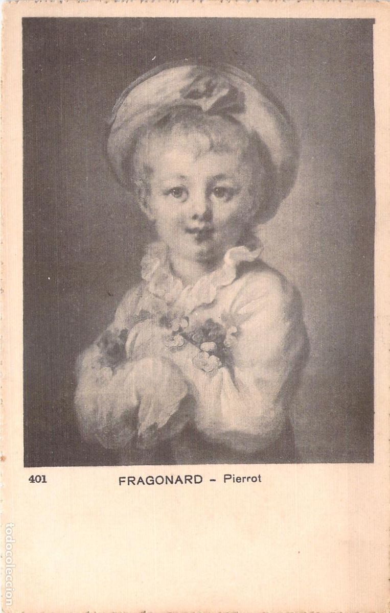 Postales: Postal de Arte Jean-Honor&eacute; Fragonard - Retrato de Pierrot
