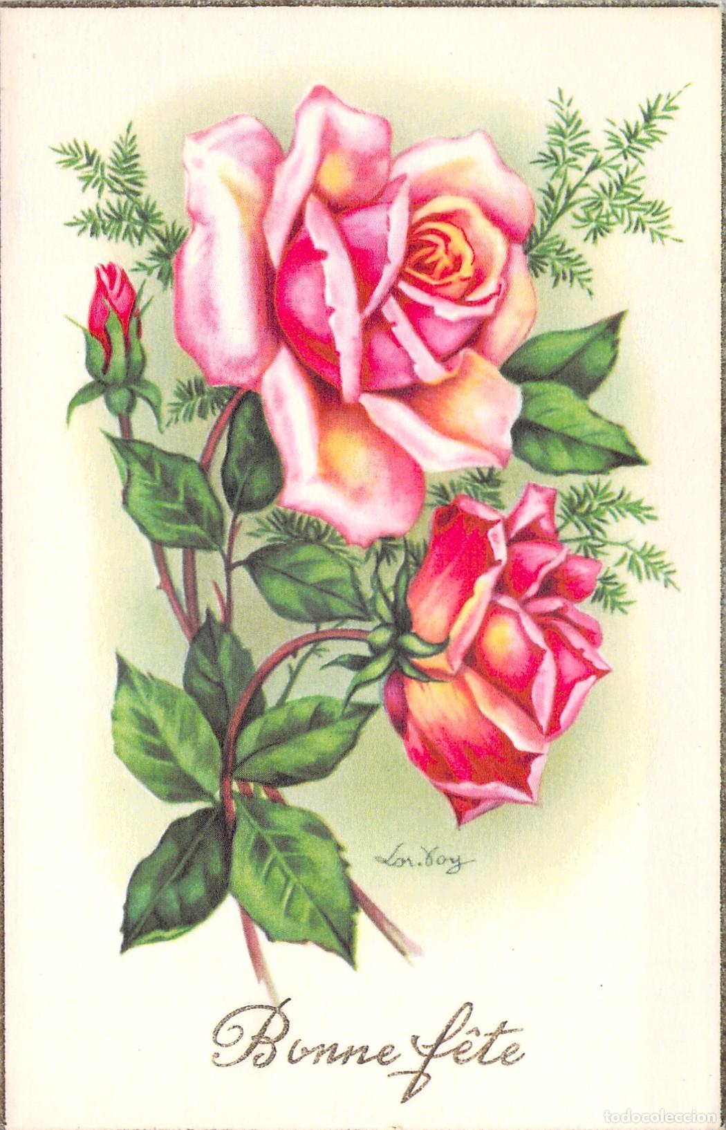 Postcards: Postal de Felicitaci&oacute;n con Rosas Rosadas - Bonne F&ecirc;te