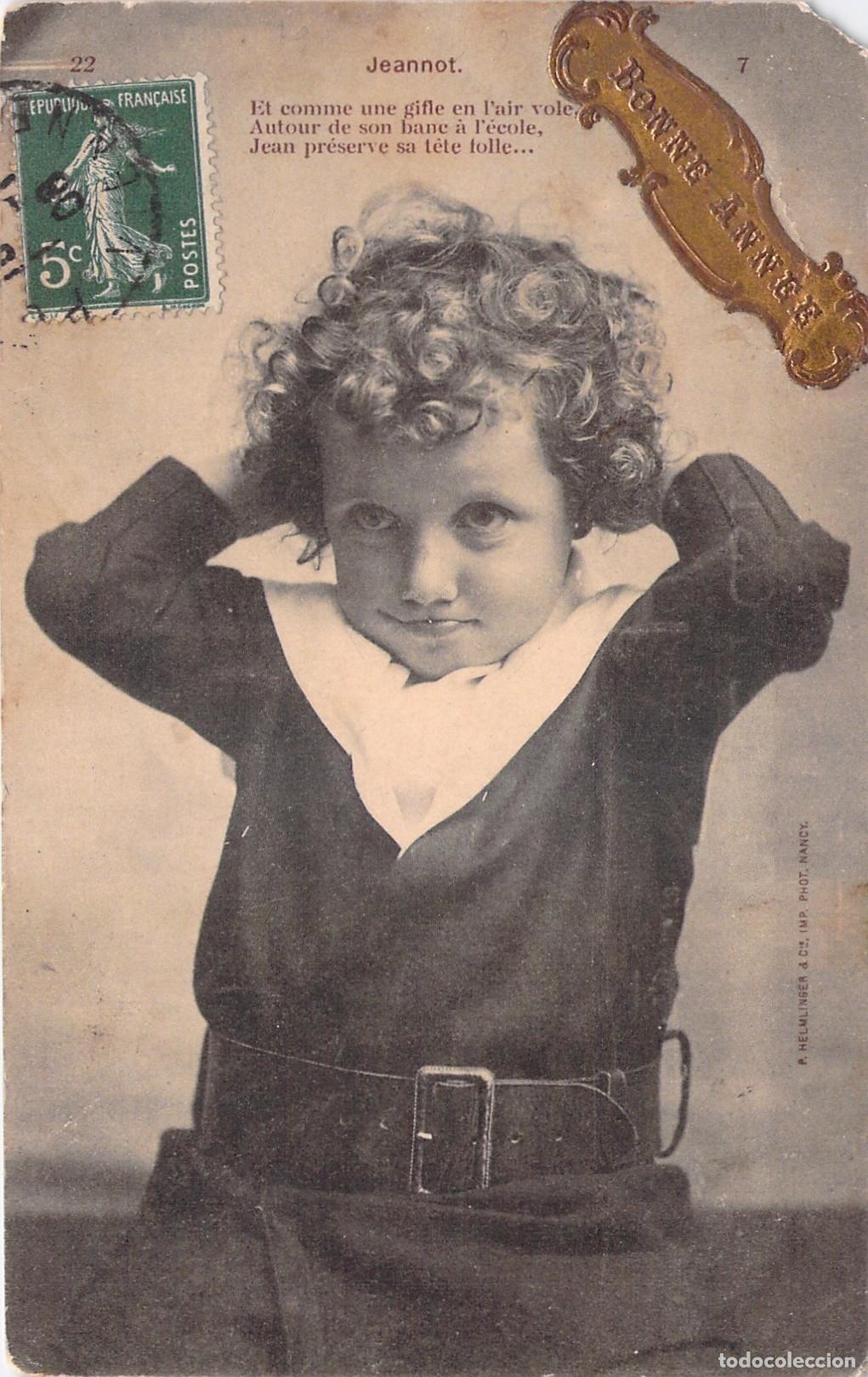 Postales: Postal Antigua de Ni&ntilde;o Jeannot Deseando Feliz A&ntilde;o Nuevo