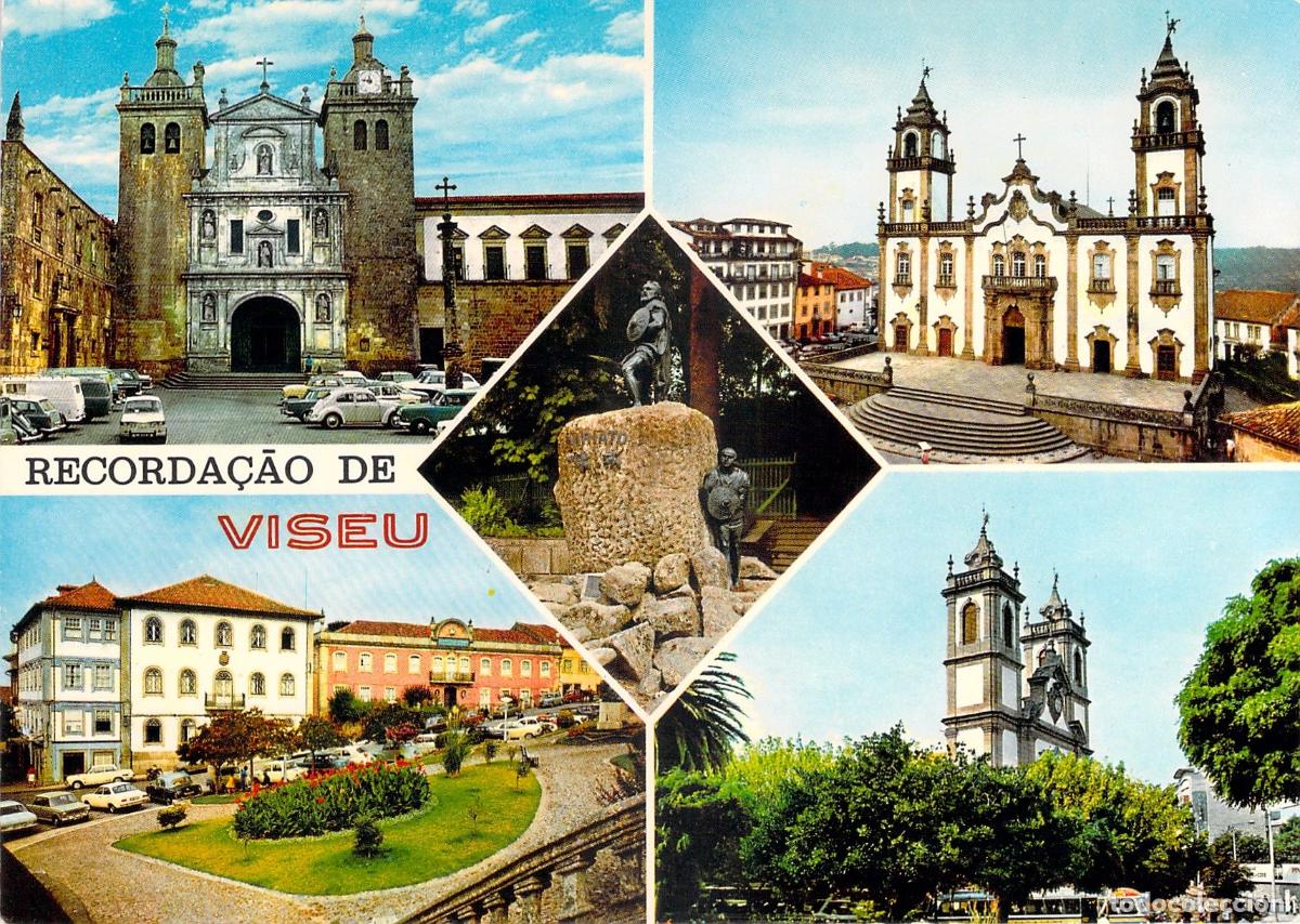 Postales: Postal de Viseu Portugal Vista M&uacute;ltiple Catedral e Iglesia