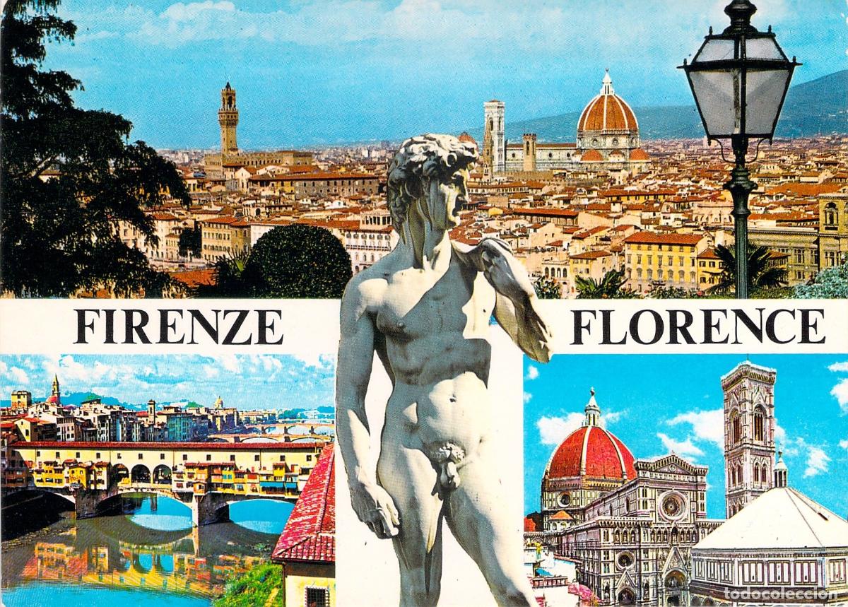 Postales: Postal de Florencia Italia con el David y Monumentos Hist&oacute;ricos