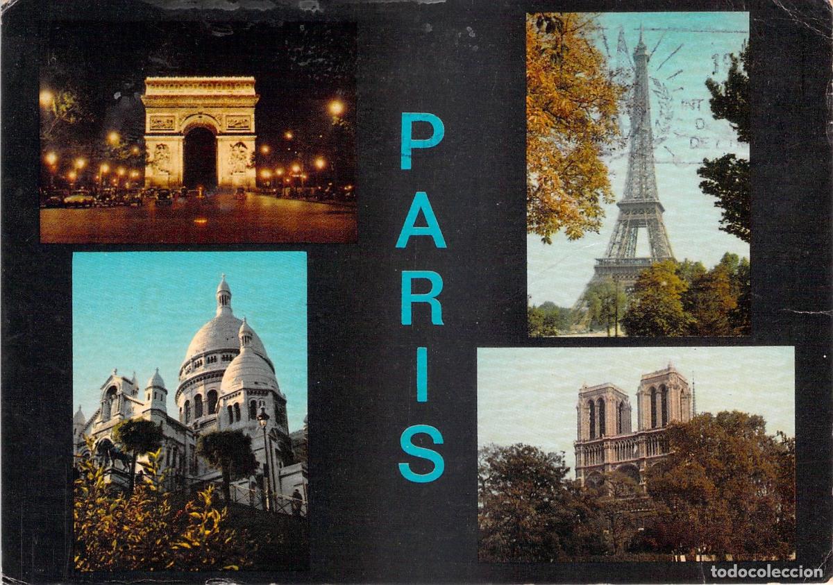 Postales: Postal de Vistas de Par&iacute;s con Torre Eiffel y Monumentos Principales