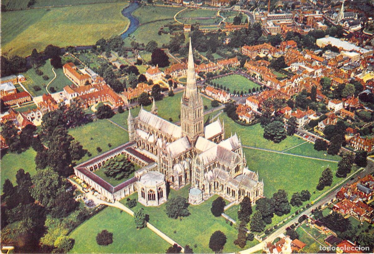 Postales: Postal de la Catedral de Salisbury, Vista A&eacute;rea, Inglaterra