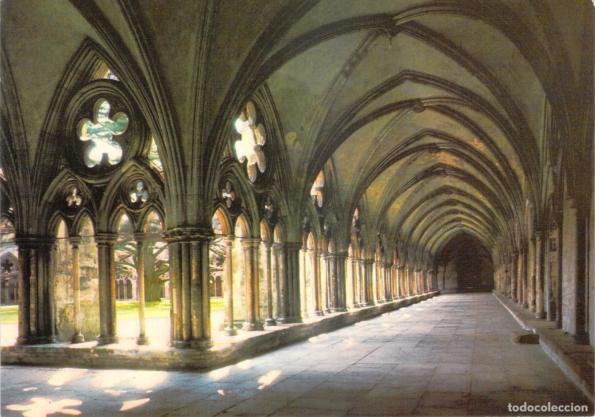 Postales: Postal de los Claustros de la Catedral de Salisbury, Inglaterra